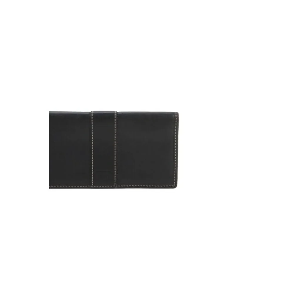 Coach Womens Leather Bi-Fold Checkbook Wallet Black